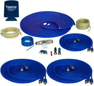 Stinger SS1200XS 4GA Copper 1200W Complete Amplifier Wiring Kit with 2 Stinger SSRCB17 17 Foot RCA