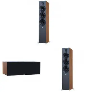 Elac Debut 3.0 Walnut 6.5 Inch Towers With 6.5 Inch Center