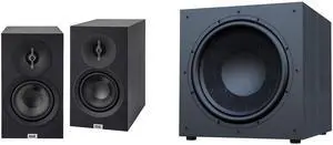 Elac Debut 3.0 Bookshelf Package Black With Debut 15 Inch Subwoofer