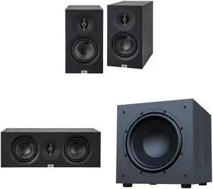 Elac Debut 3.0 Bookshelf Package Black With Debut 10 Inch Subwoofer And Debut Center Channel