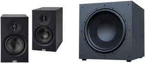 Elac Debut 3.0 Db63 Black Bookshelf Speakers With Debut 15 Inch Subwoofer