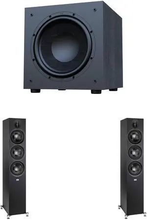 Elac Debut 3.0 Df63 Black Tower Speakers (Pair) With Debut 12 Inch Subwoofer