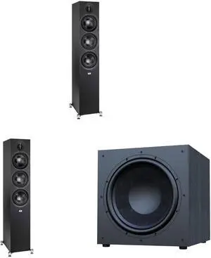 Elac Debut 3.0 Df63 Black Tower Speakers (Pair) With Debut 15 Inch Subwoofer