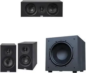 Elac Debut 3.0 Bookshelf Package Black With Debut 12 Inch Subwoofer And Debut Center Channel