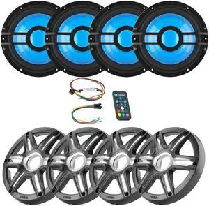 Clarion (4) CMSP-101RGB-2 10" Marine 2-Ohm Subwoofer with RGB LEDs & Remote includes Gray Metallic Sport Grille Clarion (4) CMSP-101RGB-2 10" Marine 2-Ohm Subwoofer with RGB LEDs & Remote includes Gray Metallic Sport Grille
