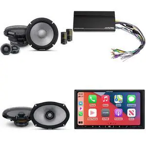 Alpine iLX-407 7-Inch Multimedia Receiver Apple Carplay and Android Auto w/ KTA-450 Powerpack Amp & 6.5" & 6x9" R2 Speaker Bundle - R2-S65C 2-Way Comp. Set & a Pair of R2-S69 Alpine iLX-407 7-Inch Multimedia Receiver Apple Carplay and Android Auto w/ KTA-450 Powerpack Amp & 6.5" & 6x9" R2 Speaker Bundle - R2-S65C 2-Way Comp. Set & a Pair of R2-S69