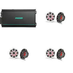 Kicker Marine Audio System KM654L 6.5" LED Speakers (6 Total) with 48KXMA4006 6-Channel Amplifier Pontoon & Wake Boat Speaker Upgrade Kicker Marine Audio System KM654L 6.5" LED Speakers (6 Total) with 48KXMA4006 6-Channel Amplifier Pontoon & Wake Boat Speaker Upgrade