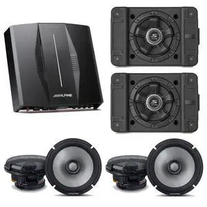 Alpine PXE-C80-88 OPTIM8 8-Channel Hi-Res Digital Sound Processor Amplifier w/ (2) SS-SB10 Subwoofer, (2) R2-S65 Bundle Alpine PXE-C80-88 OPTIM8 8-Channel Hi-Res Digital Sound Processor Amplifier w/ (2) SS-SB10 Subwoofer, (2) R2-S65 Bundle