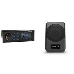 Alpine UTE-M701 Bluetooth Receiver with PWE-S8-MRN 8" Powered Subwoofer Compact UTV, Golf Cart & Powersports Audio Upgrade Kit Alpine UTE-M701 Bluetooth Receiver with PWE-S8-MRN 8" Powered Subwoofer Compact UTV, Golf Cart & Powersports Audio Upgrade Kit