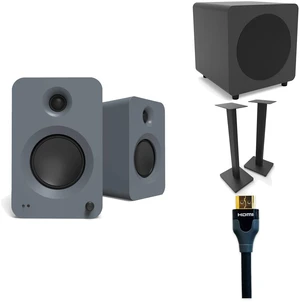 Kanto REN Matte Grey + SUB8 Black + ST28 Black + Tributaries 2m HDMI Complete TV Audio Kit Kanto REN Matte Grey + SUB8 Black + ST28 Black + Tributaries 2m HDMI Complete TV Audio Kit