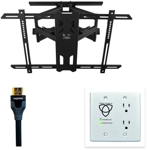Kanto PDX650 Full Motion Mount + Tributaries 3m HDMI + In-Wall Power Installation Kit Kanto PDX650 Full Motion Mount + Tributaries 3m HDMI + In-Wall Power Installation Kit