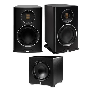 ELAC Carina BS243.4 Satin Black Bookshelf Speakers + PS250 10in Varro Premium Subwoofer