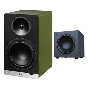ELAC DCB61 Olive Powered Speakers + DS123 12in Debut 3.0 Subwoofer ELAC DCB61 Olive Powered Speakers + DS123 12in Debut 3.0 Subwoofer
