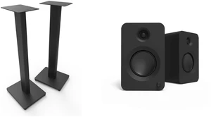 Kanto Ren Powered Speaker System - Black, and Kanto ST Speaker Stands- Black