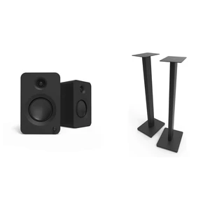 Kanto Ren Powered Speaker System - Black, and Kanto ST34 Speaker Stands- Black Kanto Ren Powered Speaker System - Black, and Kanto ST34 Speaker Stands- Black