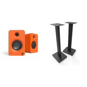 Kanto Ren Powered Speaker System - Orange, and Kanto ST28 Speaker Stands - Black Kanto Ren Powered Speaker System - Orange, and Kanto ST28 Speaker Stands - Black