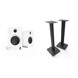 Kanto Ren Powered Speaker System - White, and Kanto ST28 Speaker Stands - Black Kanto Ren Powered Speaker System - White, and Kanto ST28 Speaker Stands - Black
