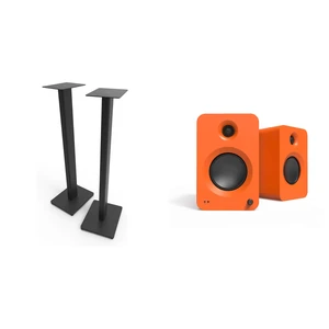 Kanto Ren Powered Speaker System - Orange, and Kanto ST34 Speaker Stands - Black Kanto Ren Powered Speaker System - Orange, and Kanto ST34 Speaker Stands - Black