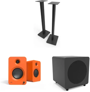 Kanto Ren Powered Speaker System - Orange, Kanto ST34 Speaker Stands - Black and Kanto powered sub - Black Kanto Ren Powered Speaker System - Orange, Kanto ST34 Speaker Stands - Black and Kanto powered sub - Black
