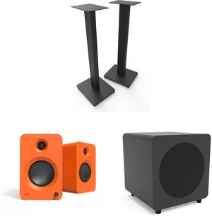 Kanto Ren Powered Speaker System - Orange, Kanto ST28 Speaker Stands - Black and Kanto powered sub - Black Kanto Ren Powered Speaker System - Orange, Kanto ST28 Speaker Stands - Black and Kanto powered sub - Black