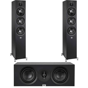 Elac - Two DF53-BK - Debut 3.0 5.25" Floor Speakers - Black and Elac DC53-BK - Debut 3.0 5.25" Center Speaker - Black Elac - Two DF53-BK - Debut 3.0 5.25" Floor Speakers - Black and Elac DC53-BK - Debut 3.0 5.25" Center Speaker - Black