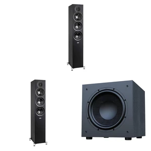 Elac Debut 3.0 Df53 Black Tower Speakers (Pair) With Debut 10 Inch Subwoofer Elac Debut 3.0 Df53 Black Tower Speakers (Pair) With Debut 10 Inch Subwoofer