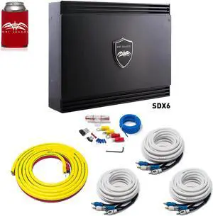 Wet Sounds Sinister SDX6 6-channel Amplifier & Stinger 3-Meter 4-Gauge Amplifier Wiring Kit w/ RCAs