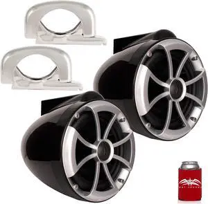 Wet Sounds ICON8 Black 8" Tower Speakers with Mini Fixed Clamps - Fits 1" to 1 7/8" Pipe