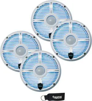 Wet Sounds - Two Pairs Of REVO 6-XWW White Closed XW Grille 6.5 Inch Marine LED Coaxial Speakers