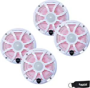 Wet Sounds - Two Pairs Of REVO 6-SWW White Closed SW Grille 6.5 Inch Marine LED Coaxial Speakers