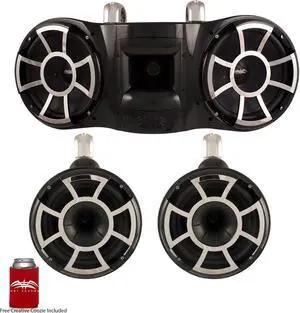Wet Sounds REV 3-SOME - A pair of REV10 Tower Speakers & A REV410 Dual 10" Tower Enclosure (Black w/ Fixed Clamps)
