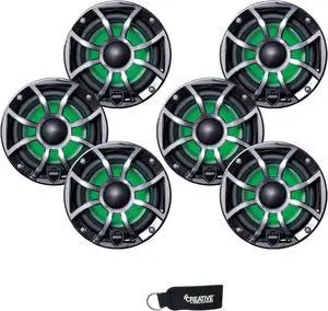 Wet Sounds - Three Pairs Of REVO 6-XSB-SS Black XS / Stainless Overlay Grill 6.5 Inch Marine LED Coaxial Speakers