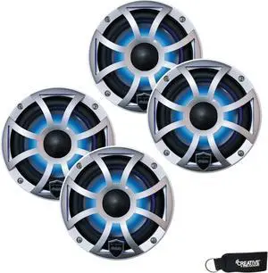 Wet Sounds - Two Pairs Of REVO 6-XSS Silver Open XS Grille 6.5 Inch Marine LED Coaxial Speakers