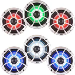 Wet Sounds Bundle: Three pairs of XS 65i Series Silver Grill 6.5" Speakers w/ RGB LED. 60 Watts RMS Each