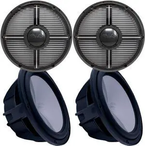 Two Wet Sounds Revo 12" Subwoofers & Grills - Black Subwoofers & Black Closed Face XW Grills - 2 Ohm