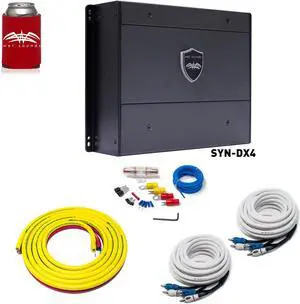 Wet Sounds SYN-DX 4 Full Range Class D Amplifier & Stinger 3-Meter 4-Gauge Amplifier Wiring Kit w/ RCAs