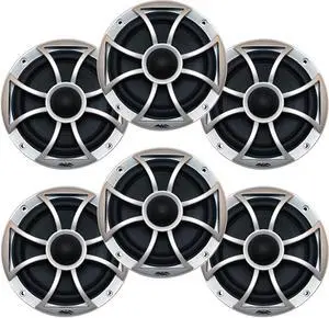 Wet Sounds Bundle: Three pairs of XS 65i Series Black cone Silver Grill 6.5" Speakers - 60 Watts RMS Each