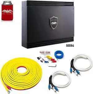 Wet Sounds Sinister SDX4 4-Channel Amplifier & Stinger 7-Meter 4-Gauge Amplifier Wiring Kit w/ RCAs