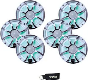 Wet Sounds - Three Pairs Of REVO 6-XSW-SS White XS / Stainless Overlay Grill 6.5 Inch Marine LED Coaxial Speakers