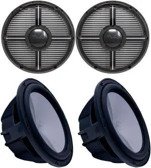 Two Wet Sounds Revo 10" Subwoofers & Grills - Black Subwoofers & Black Closed Face XW Grills - 4 Ohm