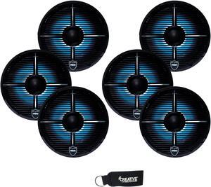 Wet Sounds - Three Pairs Of REVO 6-XWB Black Closed XW Grille 6.5 Inch Marine LED Coaxial Speakers