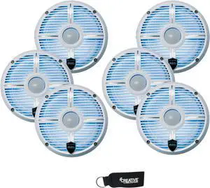 Wet Sounds - Three Pairs Of REVO 6-XWW White Closed XW Grille 6.5 Inch Marine LED Coaxial Speakers