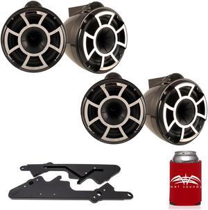 Wet Sounds For Malibu G3 Tower System Two Pairs of REV10B-X 10" Black X-Mount Tower Speakers & Polished Adapters