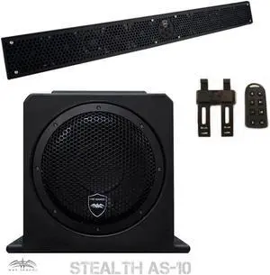 Wet Sounds Package - Black Stealth 10 Ultra HD Sound Bar w/ Remote and AS-10 10" 500 Watt Powered Stealth Subwoofer