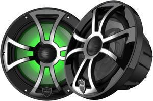 Wet Sounds REVO 8-XSB-SS Black XS / Stainless Overlay Grill 8 Inch Marine LED Coaxial Speakers (pair)
