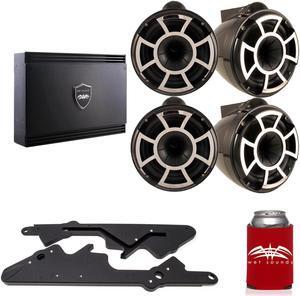 Wet Sounds For Malibu G3: Two Pair of REV10B-X 10" Black X-Mount Tower Speakers with G3 Adapters & SD2 Amplifier