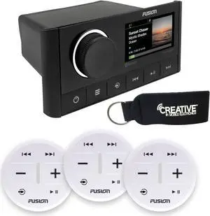 Fusion MS-RA670 Apollo Marine Entertainment System With Three Wireless Remotes For Three Zones - White