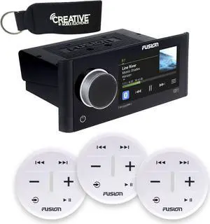 Fusion MS-RA770 Apollo Touchscreen Marine Entertainment System With Three Wireless Remotes For Three Zones - White