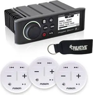 Fusion MS-RA70NSX Marine Entertainment System With Three Wireless Remotes For Three Zones - White
