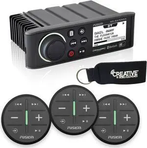 Fusion MS-RA70NSX Marine Entertainment System With Three Wireless Remotes For Three Zones - Black